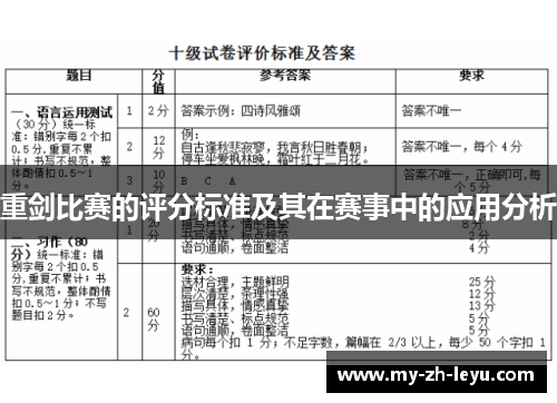 重剑比赛的评分标准及其在赛事中的应用分析